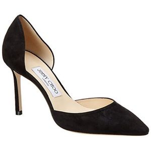 Jimmy Choo Black Esther 85 Suede d'Orsay Pump
